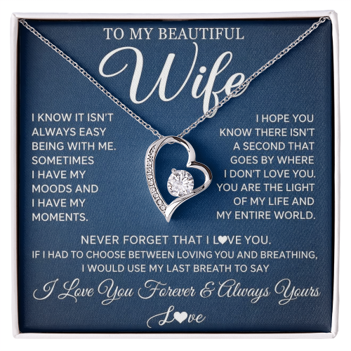 To My Wife - Love Heart Necklace - You Are My World Valentine's Day Gift