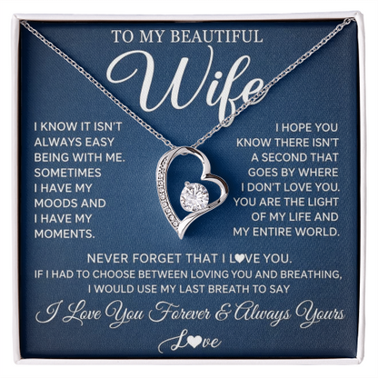 To My Wife - Love Heart Necklace - You Are My World Valentine's Day Gift