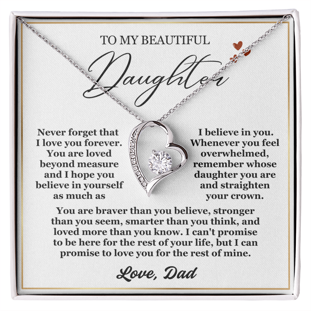 To My Daughter Necklace from Dad - Love Heart Necklace - Feel My Love Gift