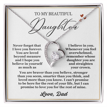 To My Daughter Necklace from Dad - Love Heart Necklace - Feel My Love Gift