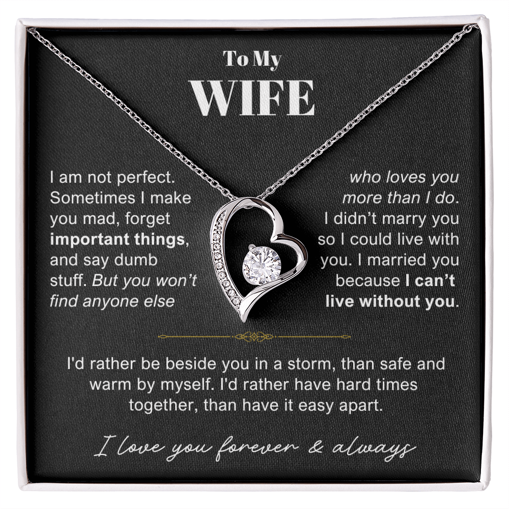 To My Wife - Love Heart Necklace - Rather Be Beside You Valentine's Day Gift