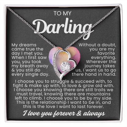 To My Darling Necklace - Love Heart Necklace - I Choose You