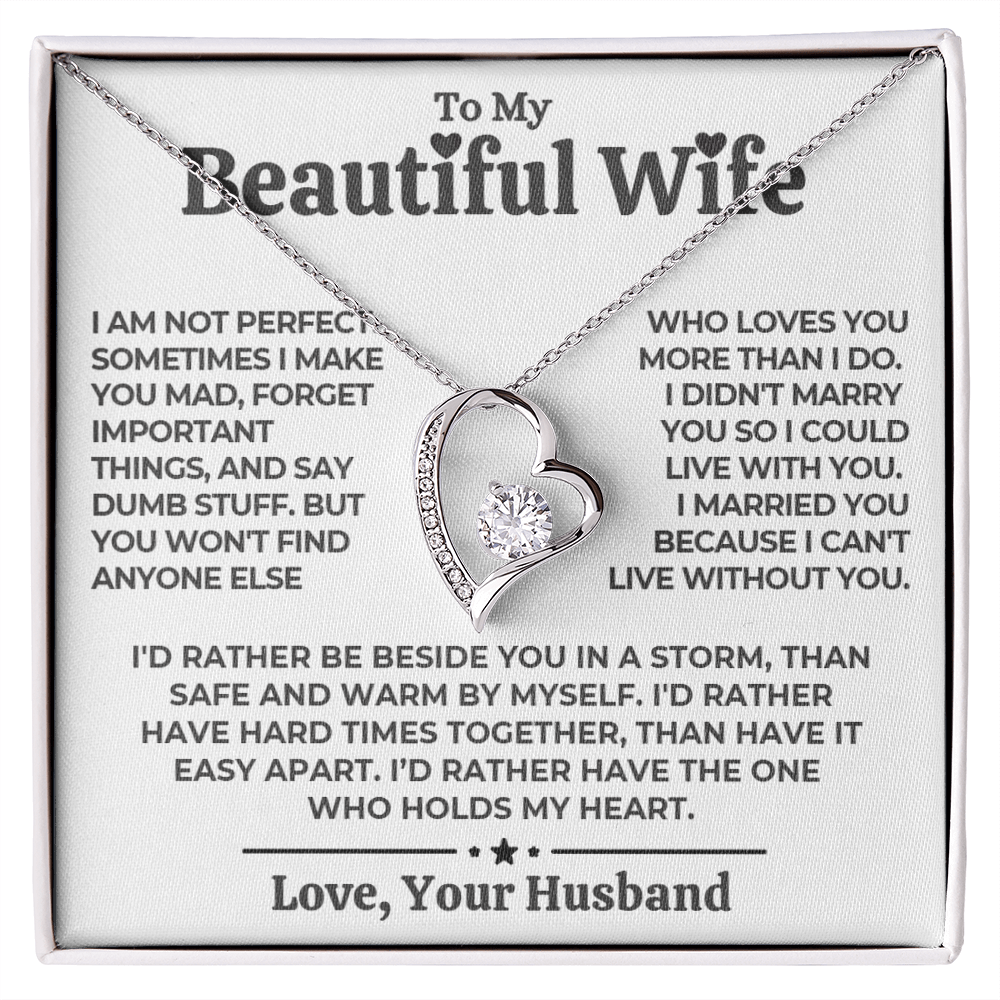 To My Wife - Love Heart Necklace - Eternal Rose Gift Box