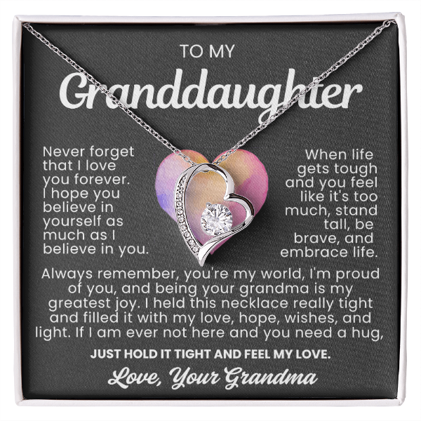 To My Granddaughter Necklace - Love Heart Necklace - You Are My World Gift
