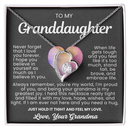 To My Granddaughter Necklace - Love Heart Necklace - You Are My World