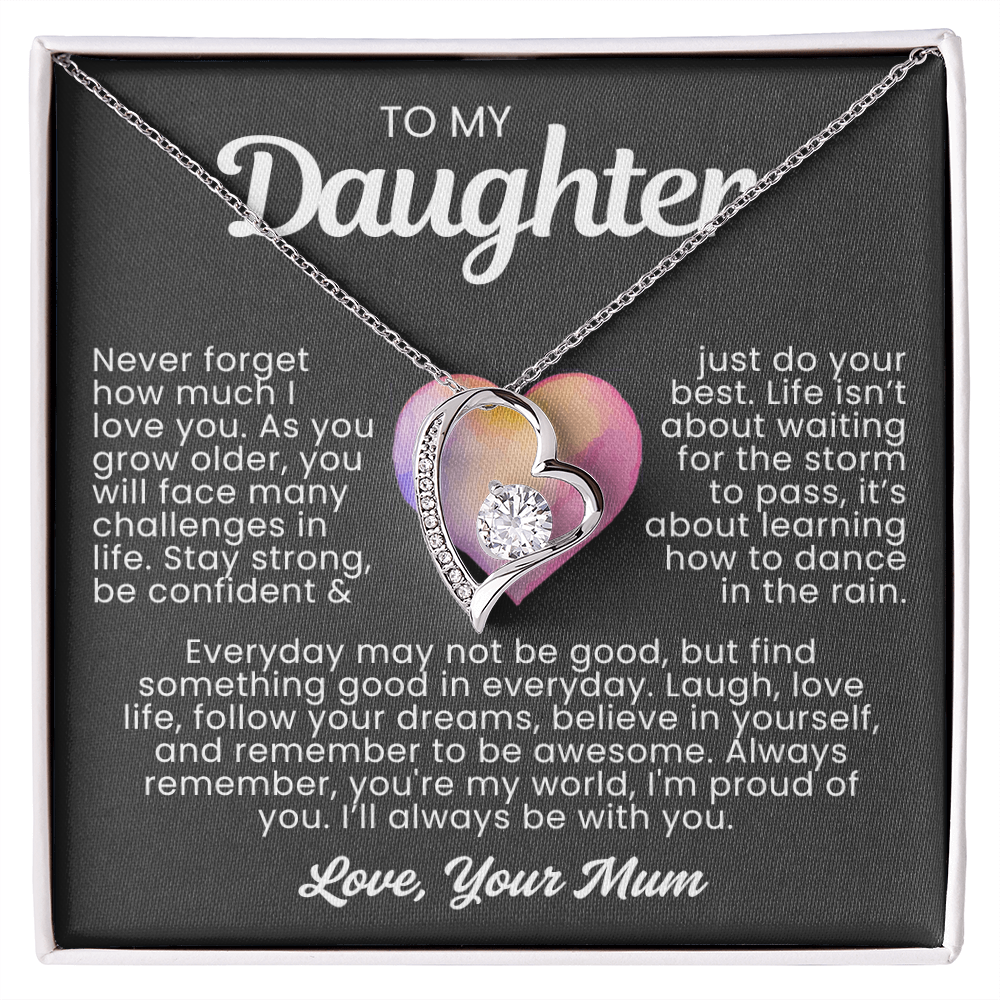 To My Daughter Necklace from Mum - Love Heart Necklace - You Are My World Gift