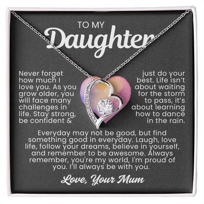 To My Daughter Necklace from Mum - Love Heart Necklace - You Are My World Gift