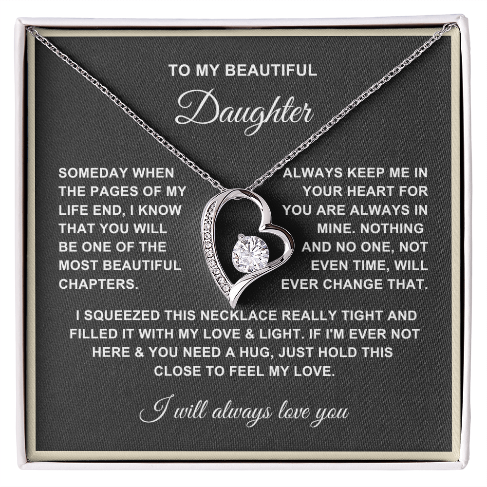 To My Daughter Necklace - Love Heart Necklace - Proud Of You Message Gift