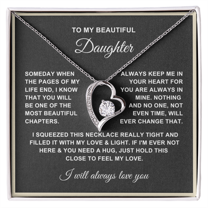 To My Daughter Necklace - Love Heart Necklace - Proud Of You Message Gift