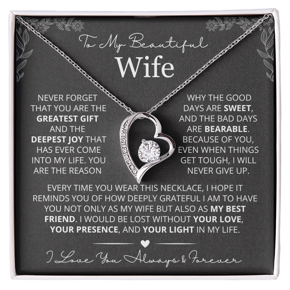 To My Wife - Love Heart Necklace - You Are the Greatest Gift