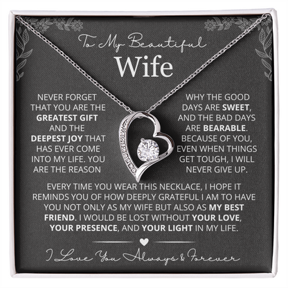 To My Wife - Love Heart Necklace - You Are the Greatest Gift