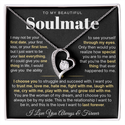To My Soulmate Necklace - Love Heart Necklace - I Choose You