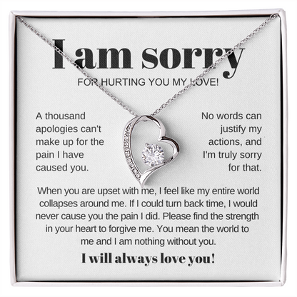 Apology Necklace - Love Heart Necklace - I Am Sorry for Hurting You