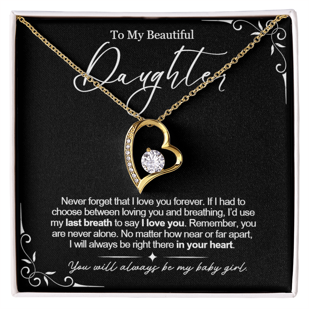 To My Daughter Necklace from Dad - Love Heart Necklace - Always My Baby Girl Message Card Gift