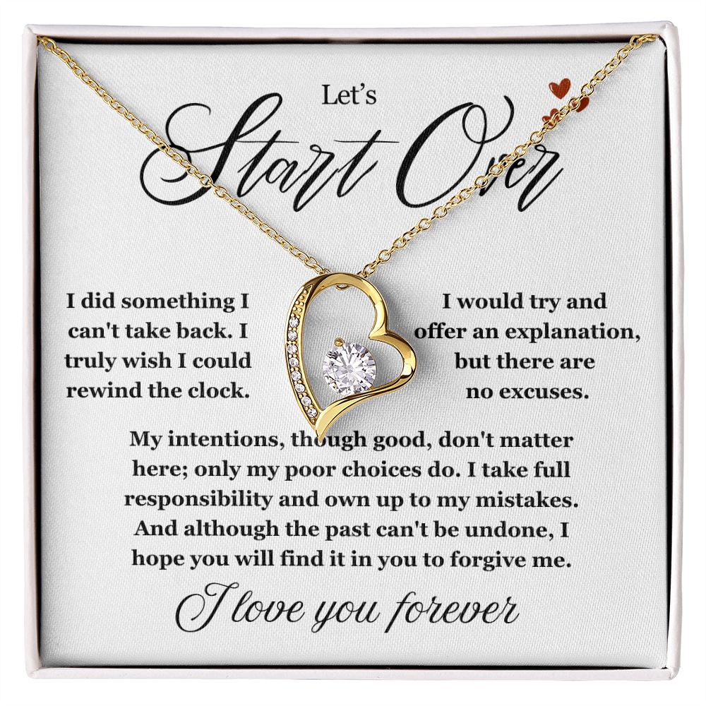 To My Love - Love Heart Necklace - Let's Start Over Message Card Gift