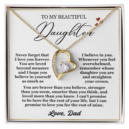 To My Daughter Necklace from Dad - Love Heart Necklace - Feel My Love Gift