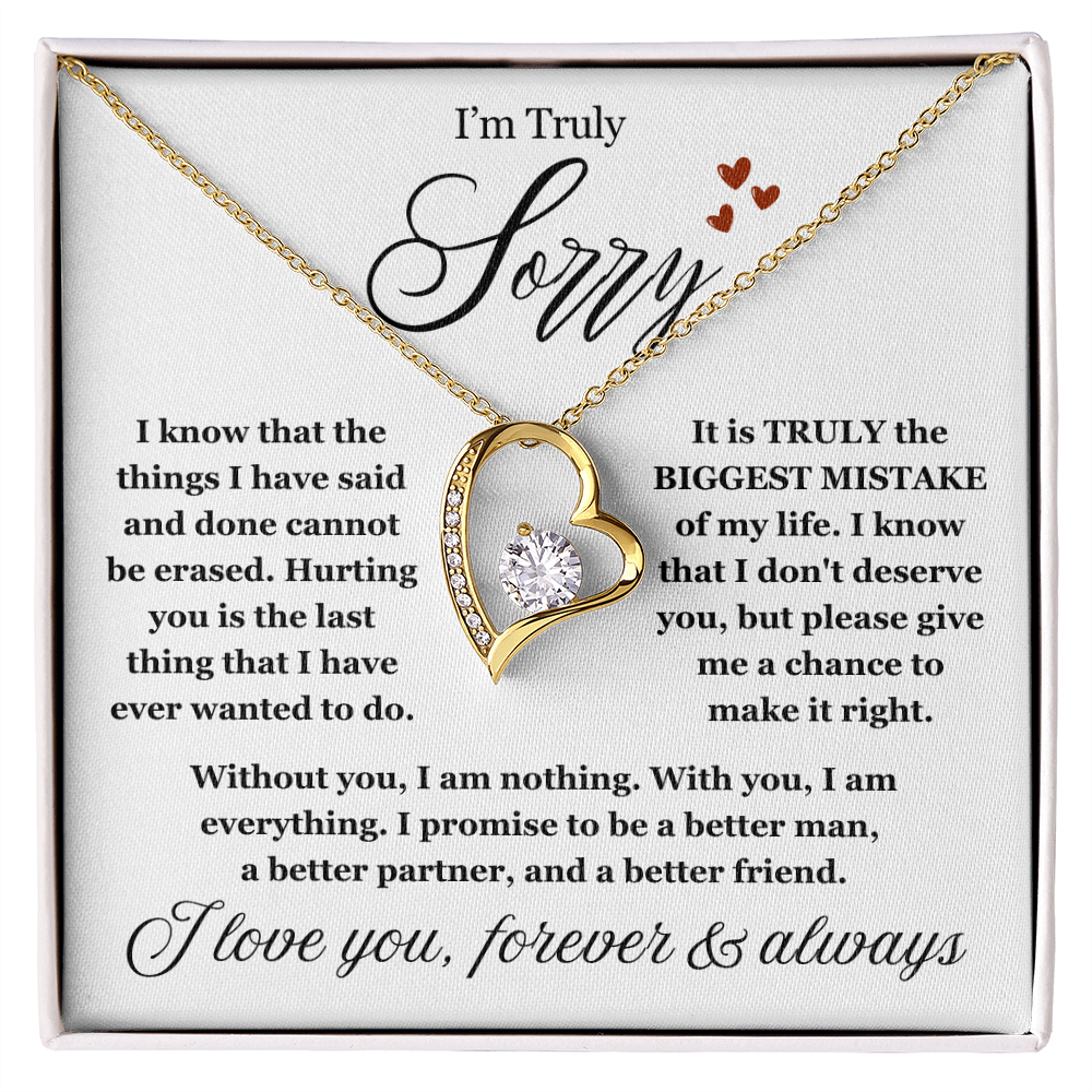 To My Love - Love Heart Necklace - I Am Sorry Message Card Gift