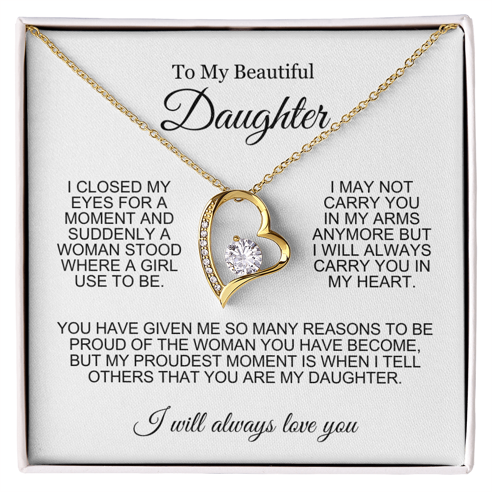 To My Daughter Necklace - Love Heart Necklace - Proud Of You Message Gift