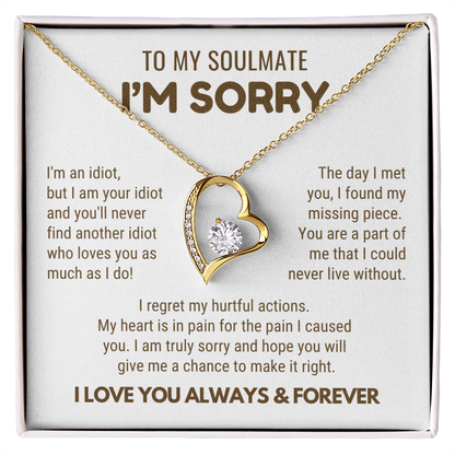 To My Soulmate - Love Heart Necklace - I Am Sorry