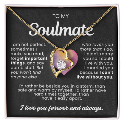 To My Wife - Love Heart Necklace - Can't Live Without You Valentine's Day Gift