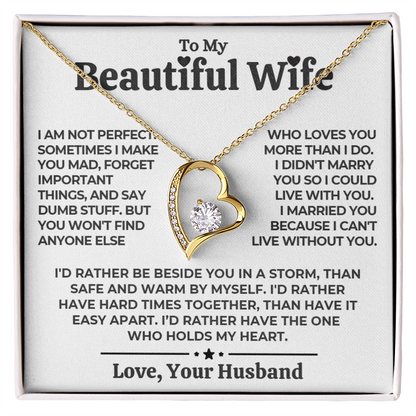 To My Wife - Love Heart Necklace - Eternal Rose Gift Box