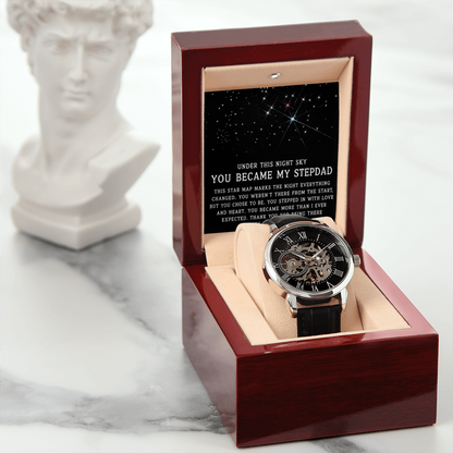 Under This Night Sky - Father's Day Openwork Watch Gift for Stepdad
