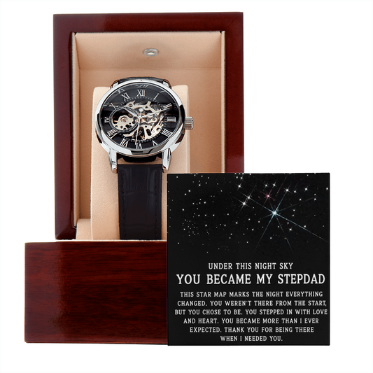 Under This Night Sky - Father's Day Openwork Watch Gift for Stepdad