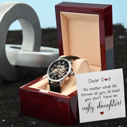 Funny “No Ugly Daughter” Skeleton Watch for Dad