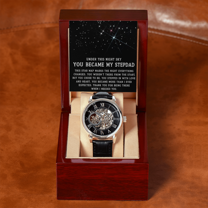 Under This Night Sky - Father's Day Openwork Watch Gift for Stepdad