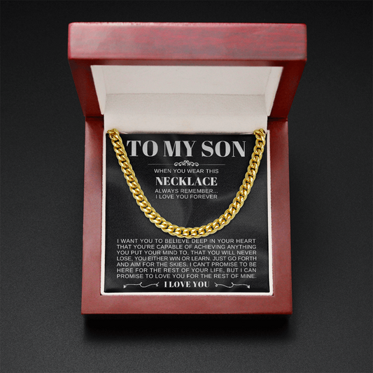 To My Son - Cuban Link Necklace - Love you forever Message Card Gift
