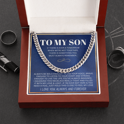 To My Son - Cuban Link Necklace - Feel My Love Message Card Gift