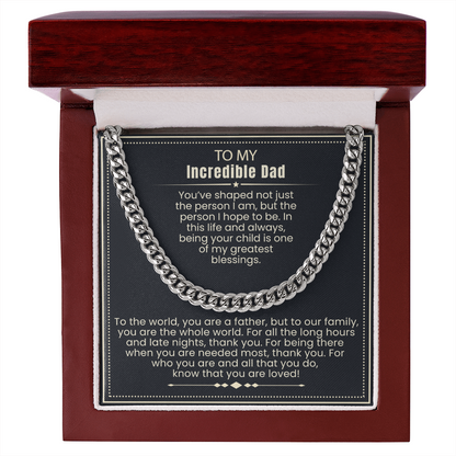 To My Dad - Cuban Link Necklace - You Are Loved Message Card Gift
