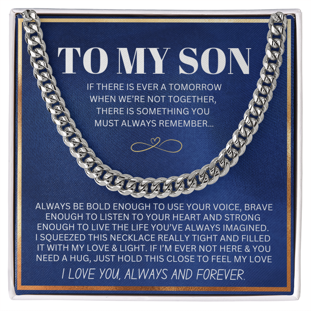 To My Son - Cuban Link Necklace - Feel My Love Message Card Gift