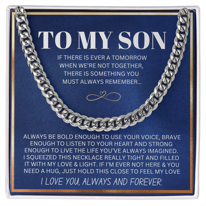 To My Son - Cuban Link Necklace - Feel My Love Message Card Gift