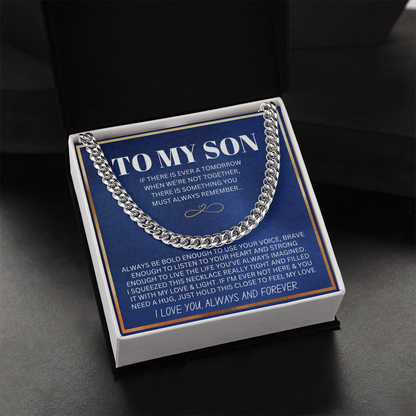 To My Son - Cuban Link Necklace - Feel My Love Message Card Gift