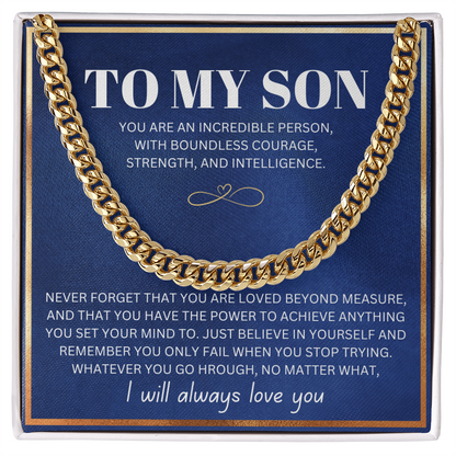To My Son - Cuban Link Necklace - I Will Always Love You Message Card Gift