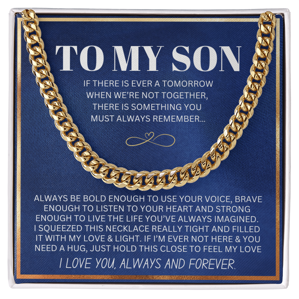 To My Son - Cuban Link Necklace - Feel My Love Message Card Gift