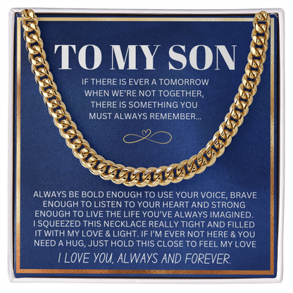 To My Son - Cuban Link Necklace - Feel My Love Message Card Gift