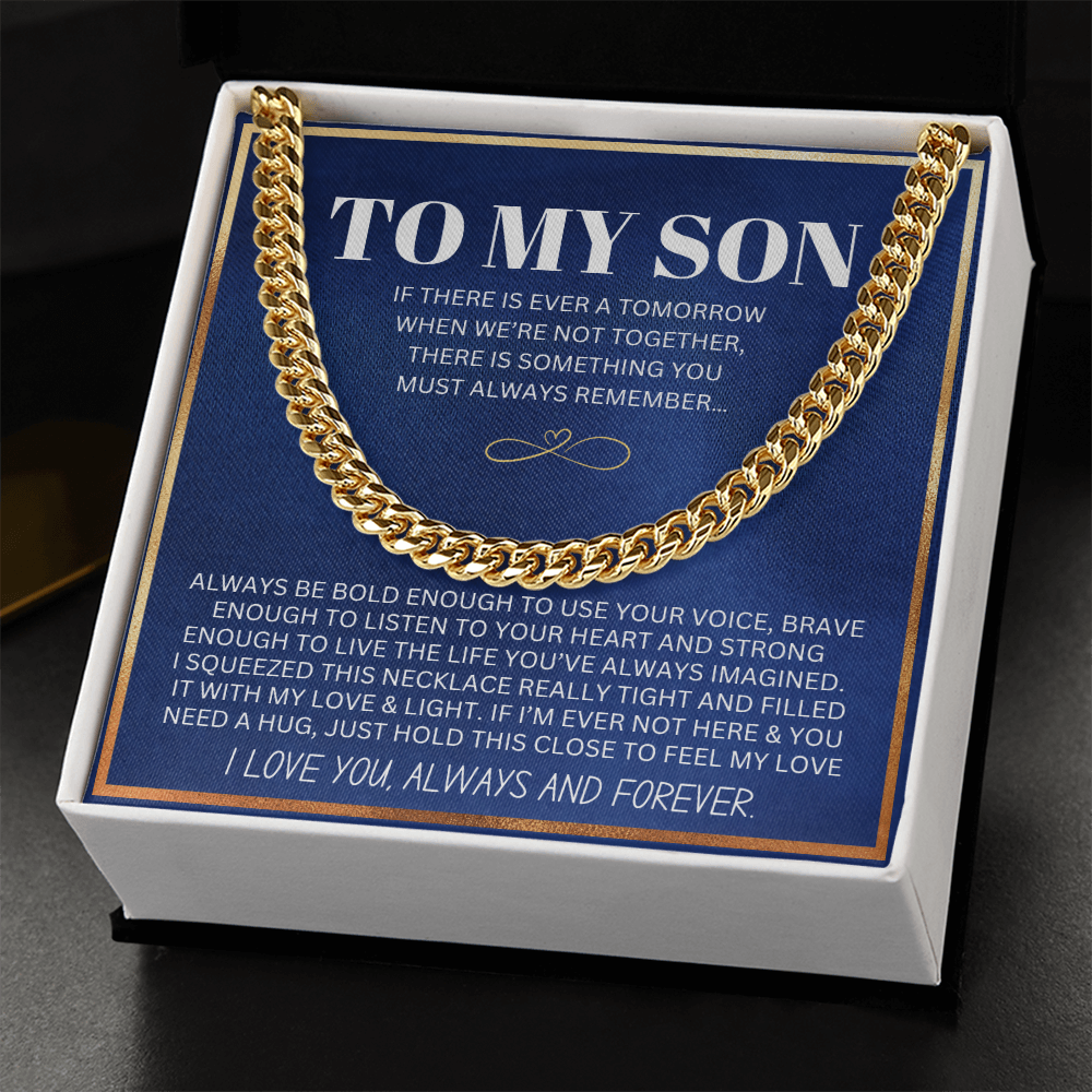 To My Son - Cuban Link Necklace - Feel My Love Message Card Gift
