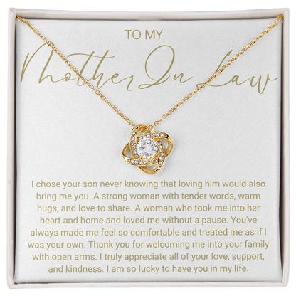 To My Mother In Law - Love Knot Necklace - Always Be Your Little Boy