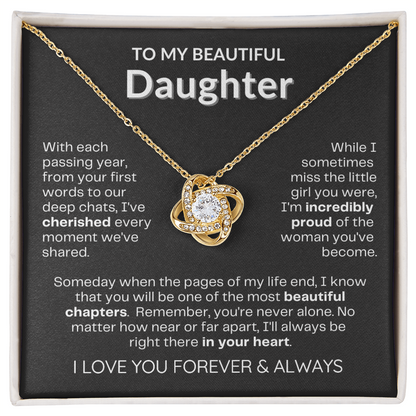 To My Daughter - Love Knot Necklace - Eternal Flower Gift Box