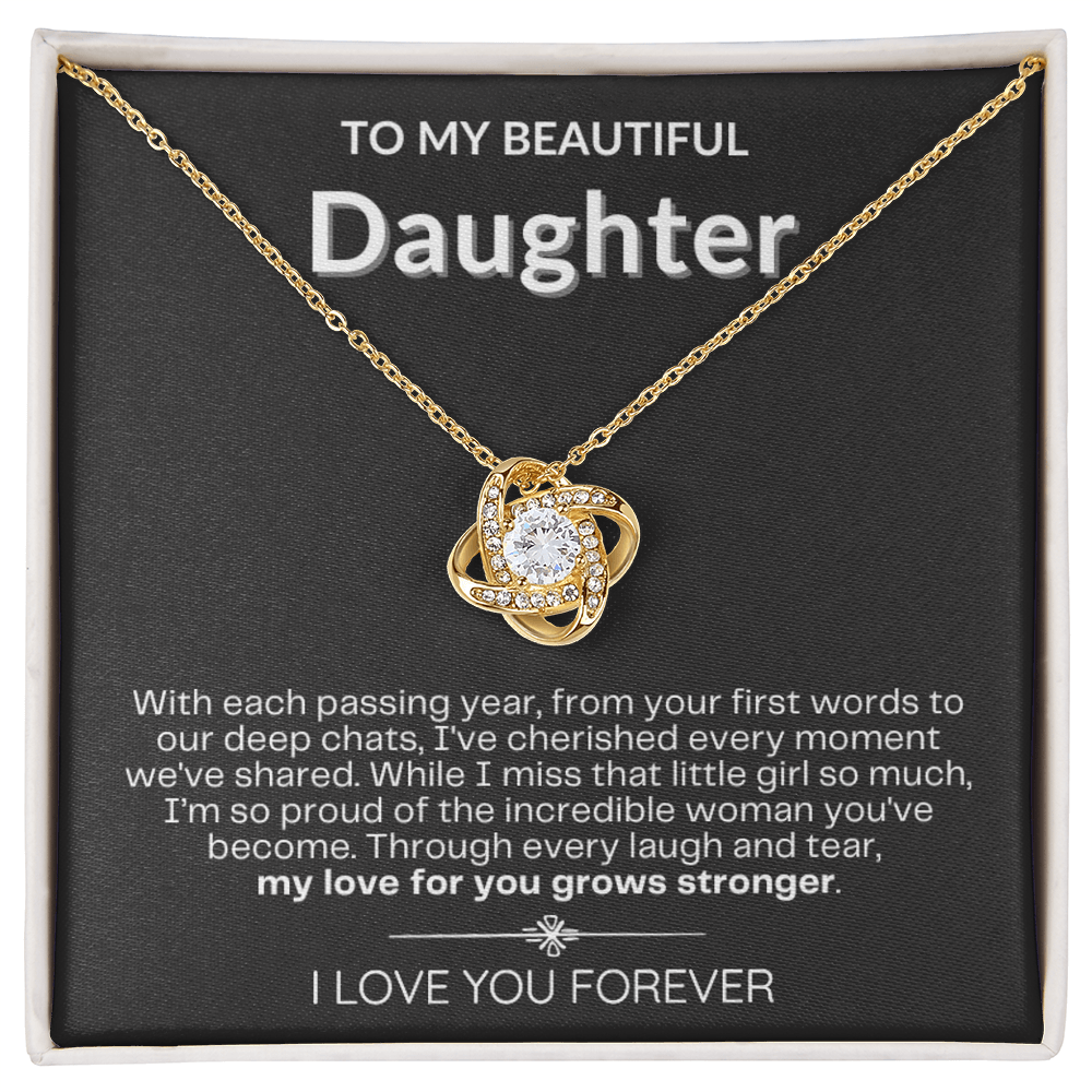 To My Daughter - Love Knot Necklace - Eternal Flower Gift Box