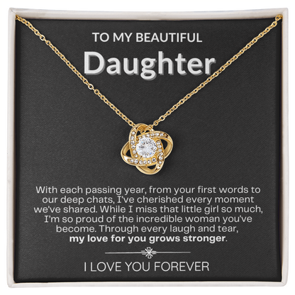 To My Daughter - Love Knot Necklace - Eternal Flower Gift Box