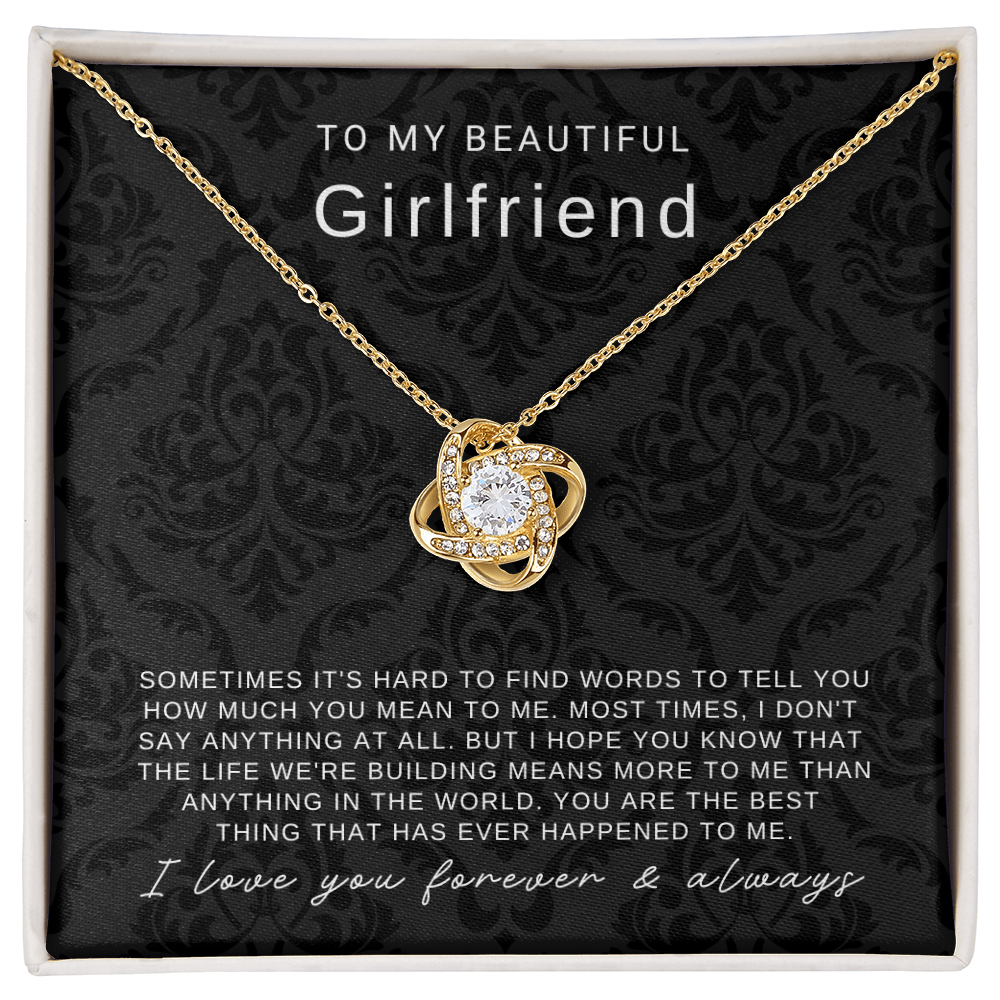 To My Girlfriend - Love Knot Necklace - You Are The Best Thing Message Card Gift