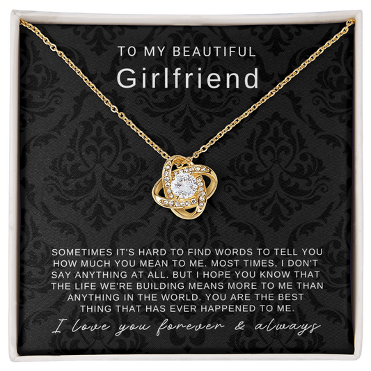 To My Girlfriend - Love Knot Necklace - You Are The Best Thing Message Card Gift
