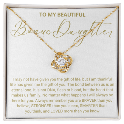 To My Bonus Daughter - Love Knot Necklace - Always Be Here for You