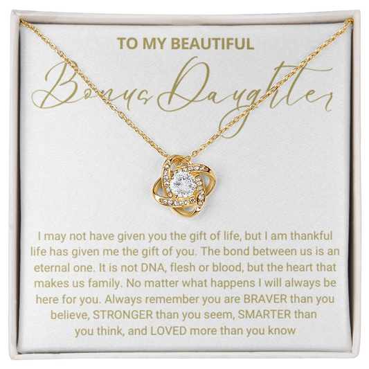 To My Bonus Daughter - Love Knot Necklace - Always Be Here for You