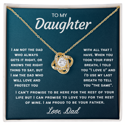 To My Daughter Necklace from Dad - Love Knot Necklace - Proud Father Message Card Gift
