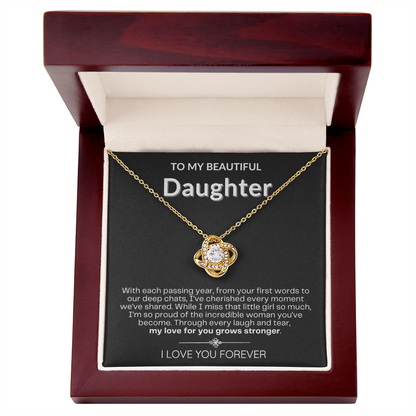 To My Daughter - Love Knot Necklace - Eternal Flower Gift Box