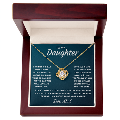 To My Daughter Necklace from Dad - Love Knot Necklace - Proud Father Message Card Gift